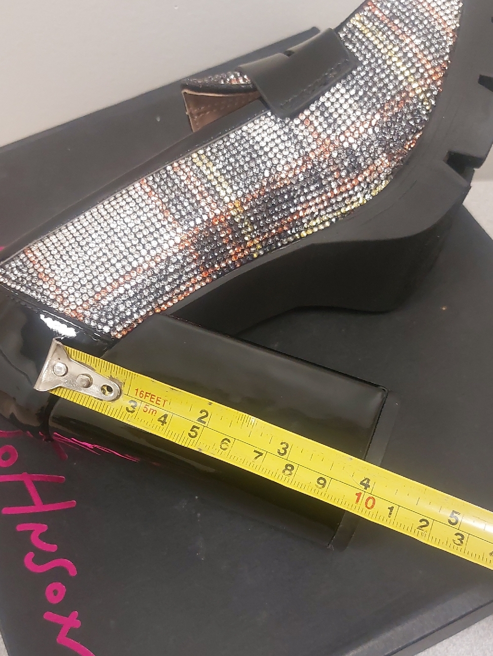 Betsey Johnson Adelyn White Plaid Multi Rhinestone Platform Pumps Sz 8 - Picture 16 of 17